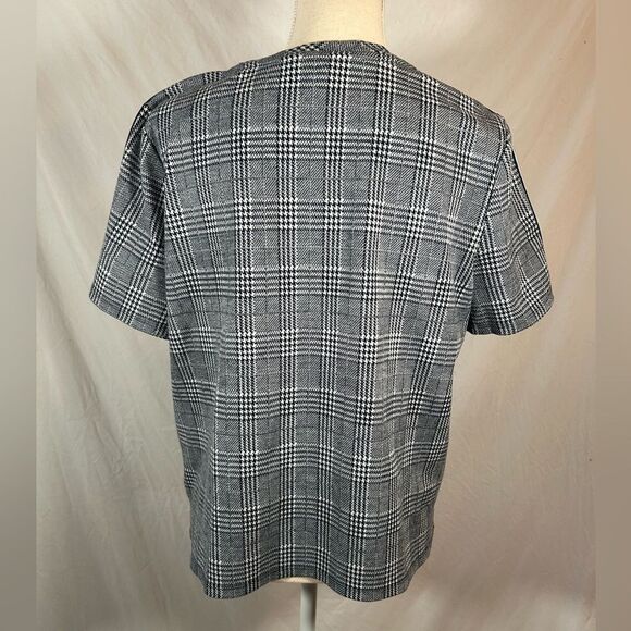 Banana Republic Plaid Stripe Knit Short Sleeve Large Petite - Picture 3 of 8